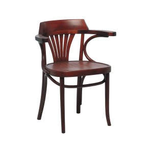Swanson Large Embossed Veneer Wooden Seat Armchair 